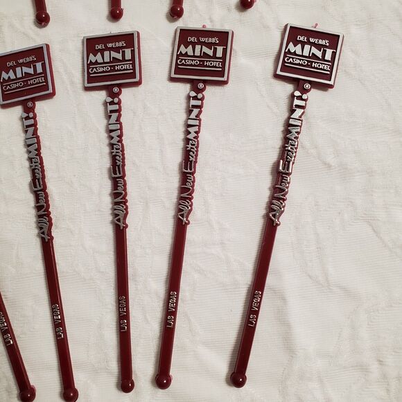 Vintage Las Vegas Mint Cocktail Swizzle Stir Sticks Set 10 Plastic Del Webb New - Picture 5 of 9